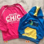 Girls' and boys' blouse and trousers sets, sizes 35 to 65