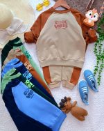 Girls' and boys' blouse and trousers, sizes 45 to 60