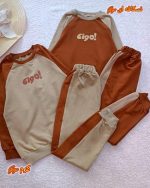 Girls' and boys' blouse and trousers, sizes 45 to 60