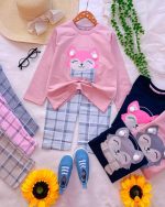 Girls' blouse and trousers, ages 4 to 9