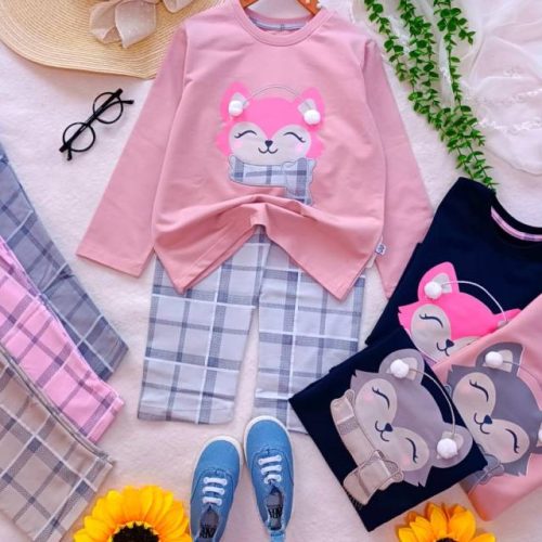 Girls' blouse and trousers, ages 4 to 9