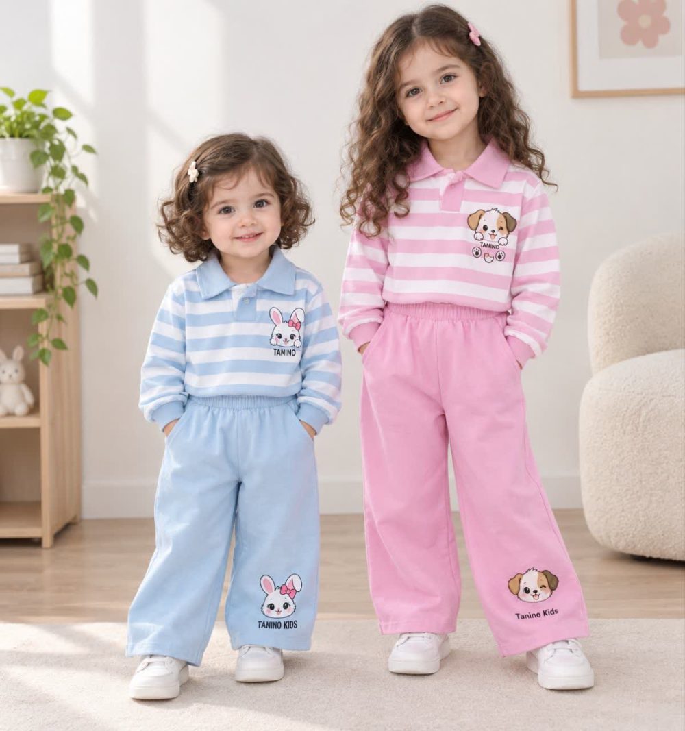 Girls' blouse and trousers, sizes 40 and 45