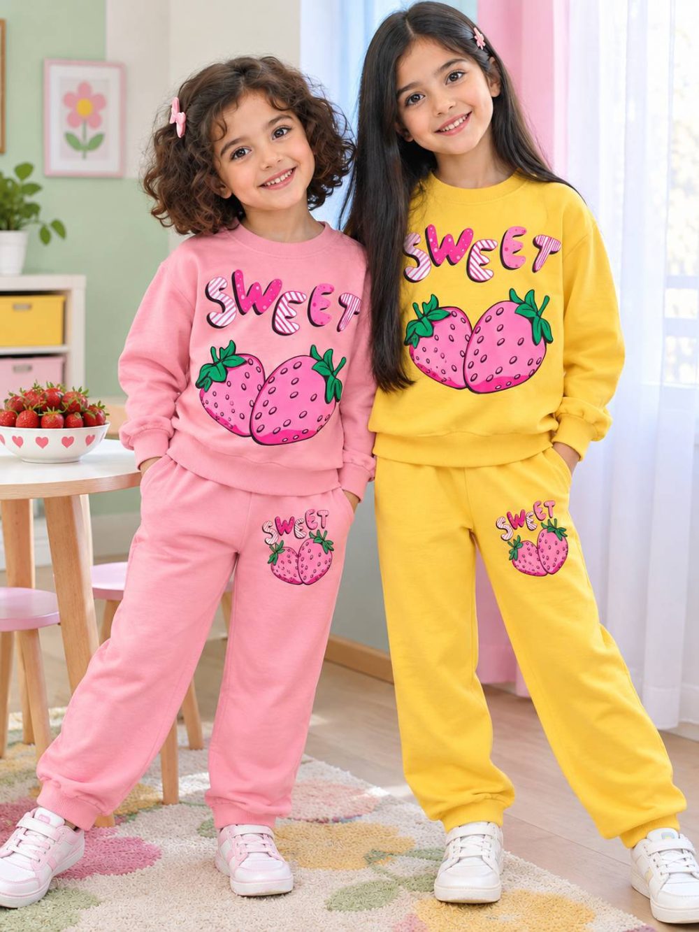 Girls' blouse and trousers, sizes 40 to 55
