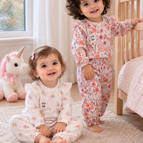 Girls' bodysuit and trousers, sizes 3 to 24 months
