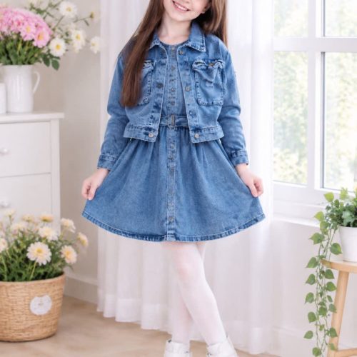 Girls' jacket and dress set (sarafan), for ages 4 to 12 years