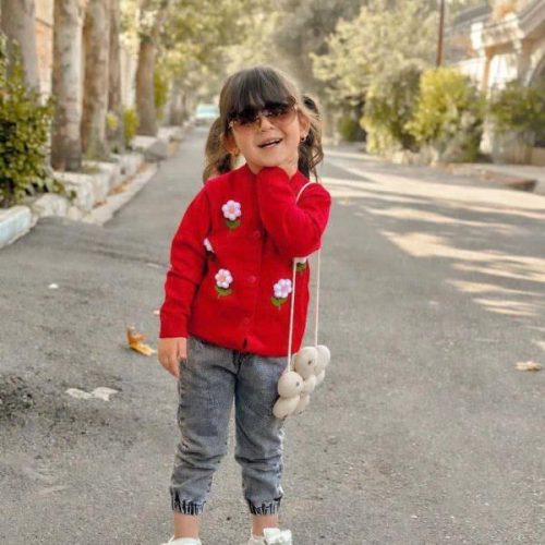 Girls' knitted cardigan, sizes 40 to 55